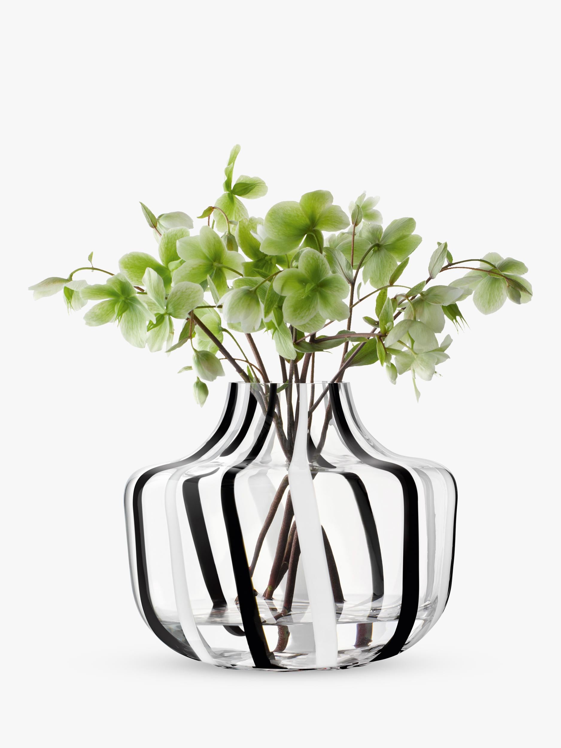 LSA International stripe glass vase 20cm black white (British brand)