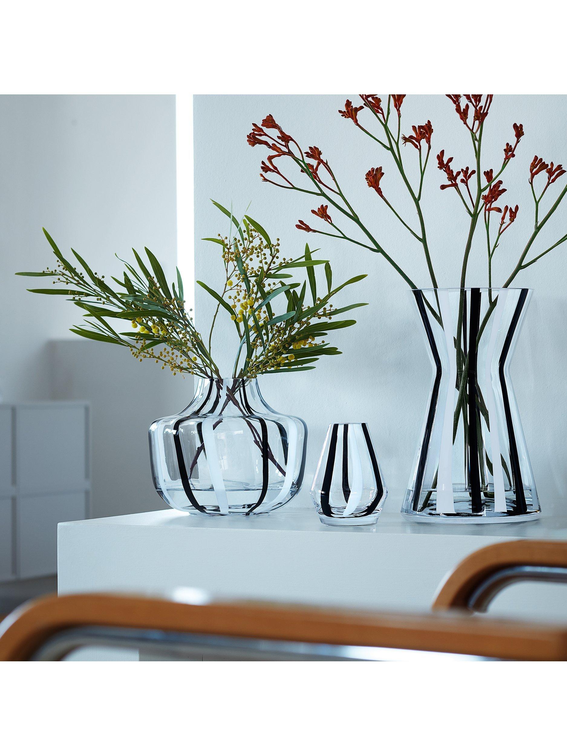 LSA International stripe glass vase 20cm black white (British brand)