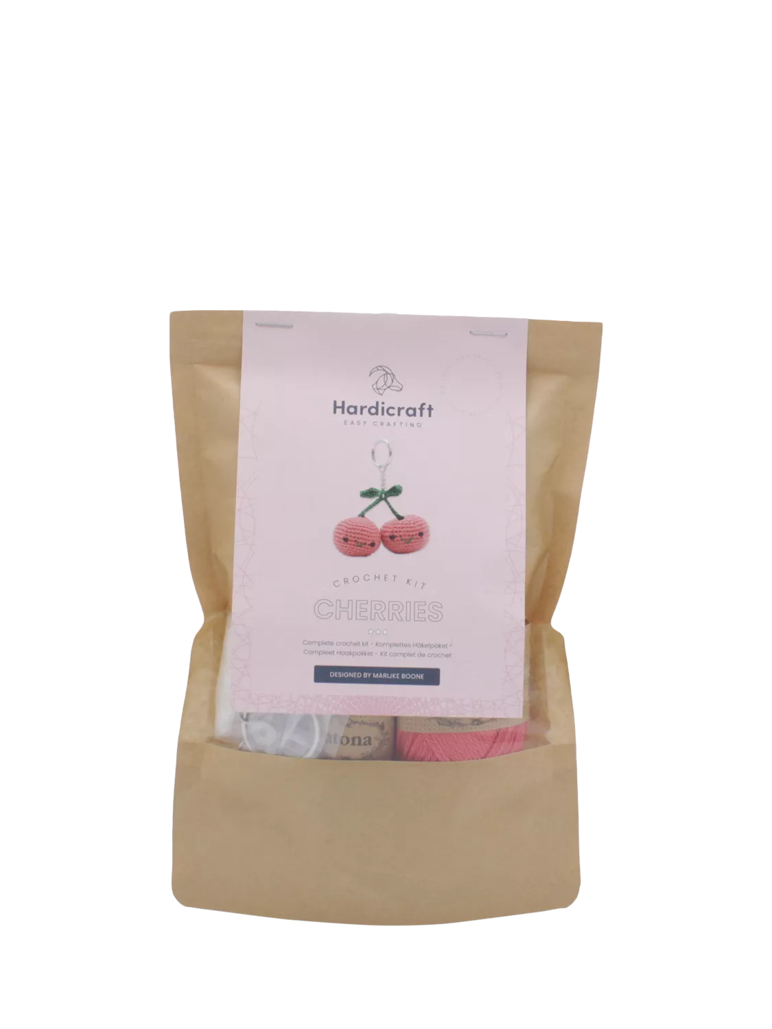 Hardicraft cherries bag pendant crochet kit with cotton yarn - British product