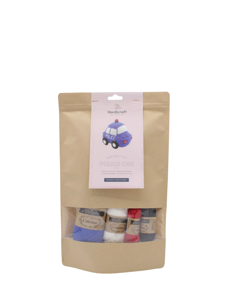 Hardicraft police car crochet kit with pattern and cotton yarn, UK version