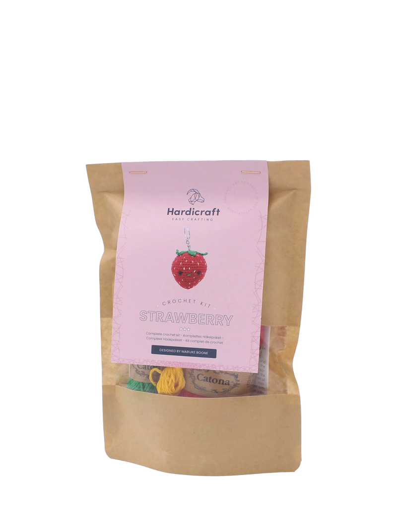 Hardicraft strawberry bag pendant crochet kit, UK version
