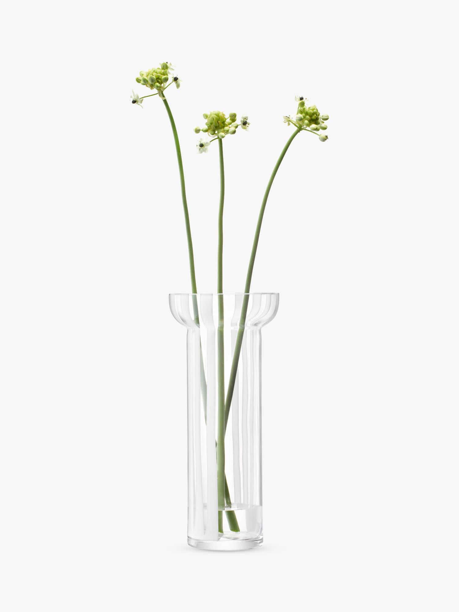 LSA International stripe glass vase white 31.5cm, UK version