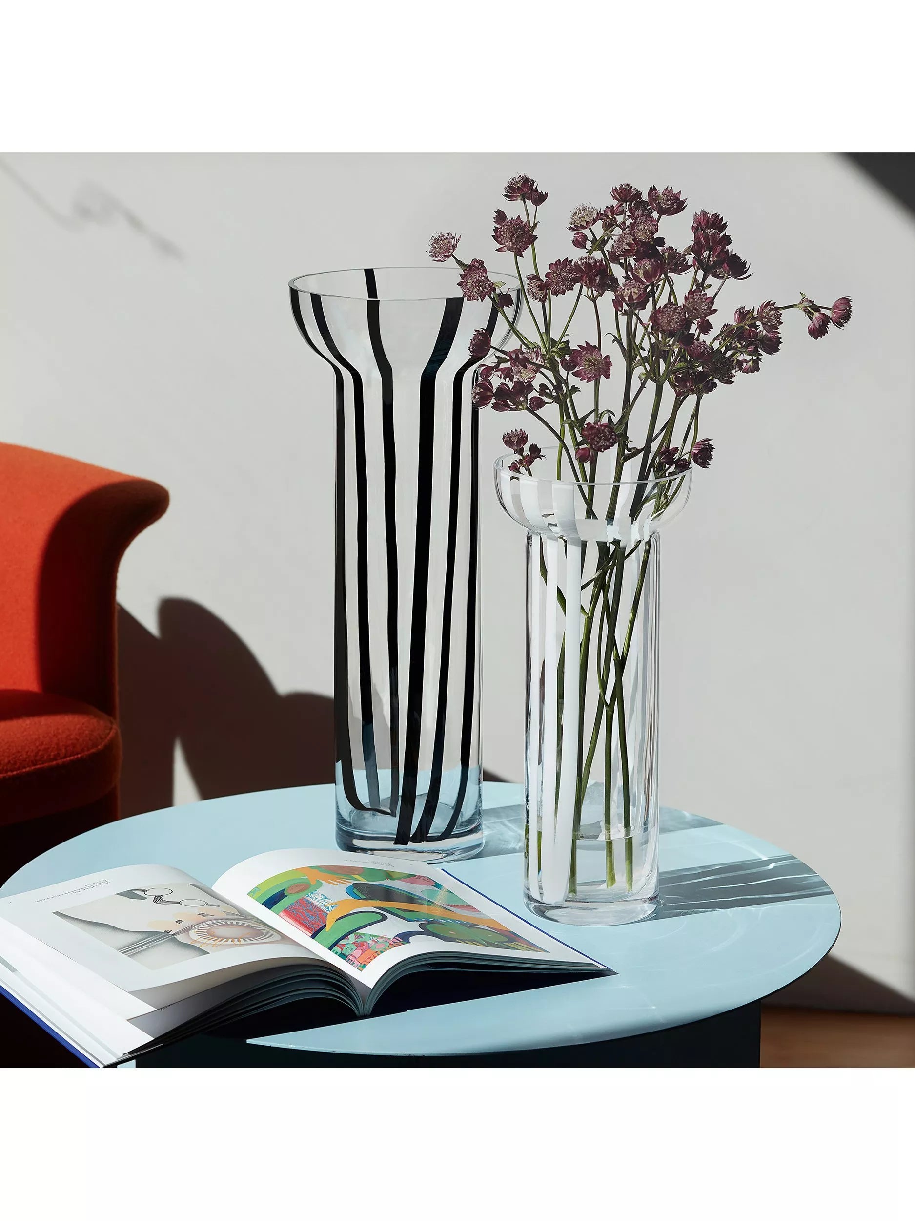 LSA International stripe glass vase white 31.5cm, UK version