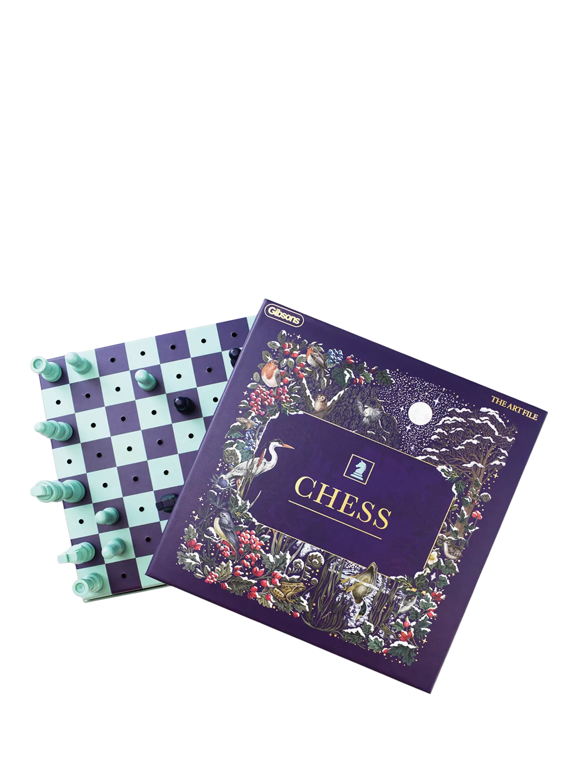 Gibsons x The Art File travel chess board, UK version