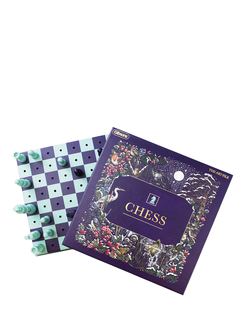 Gibsons x The Art File travel chess board, UK version