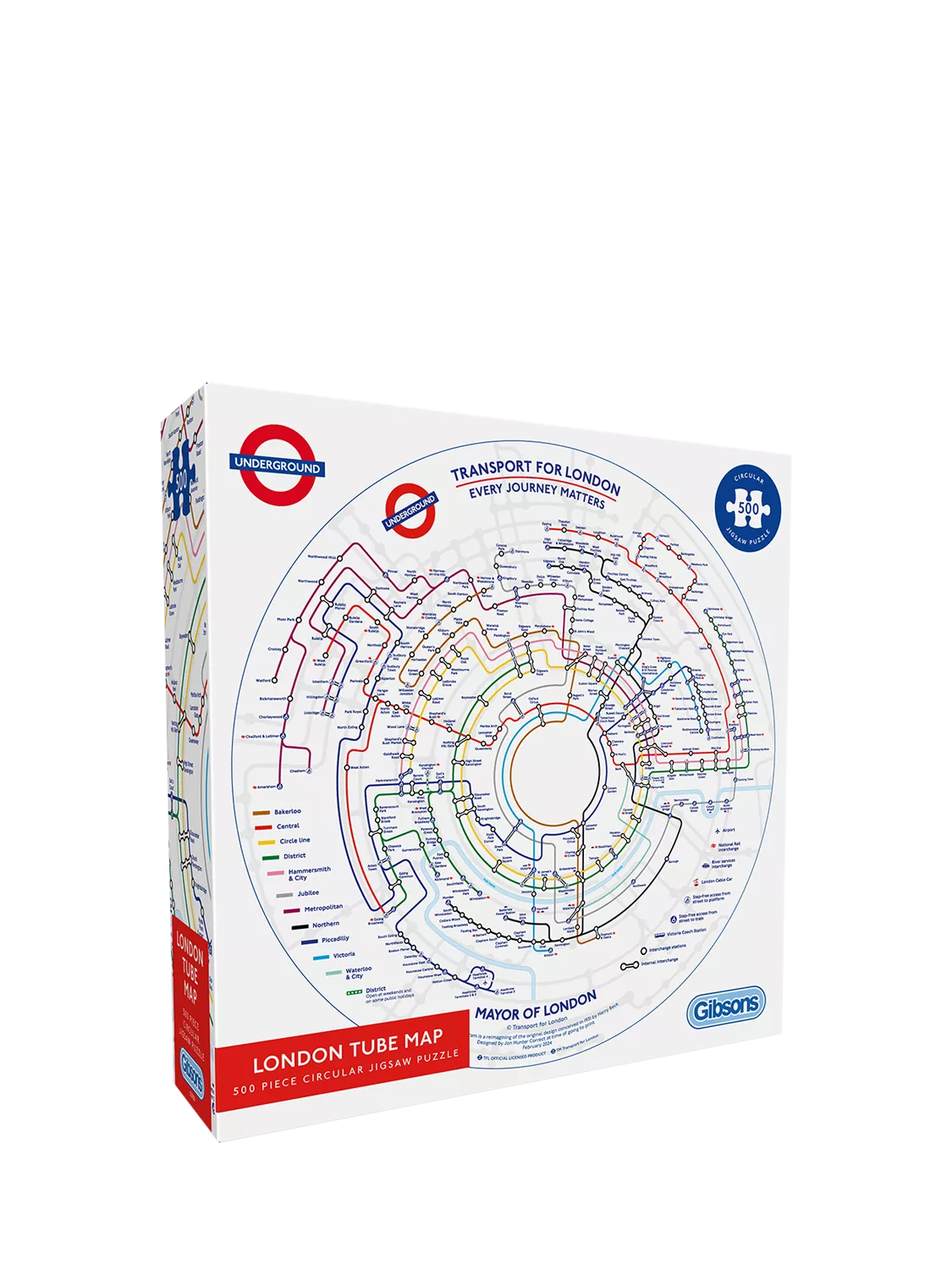 Gibsons jigsaw puzzle London Underground tube map 500 pieces, UK version