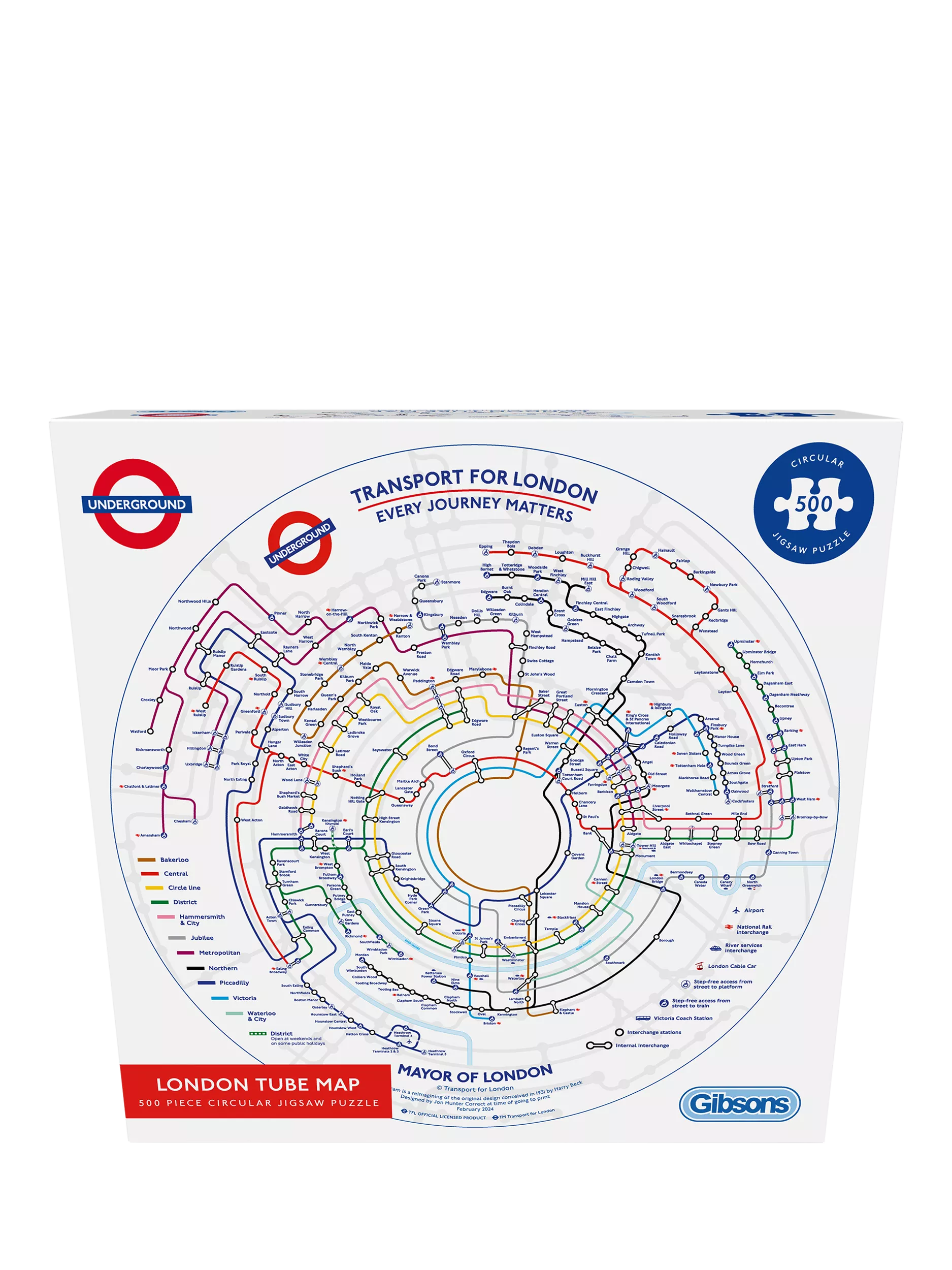 Gibsons jigsaw puzzle London Underground tube map 500 pieces, UK version