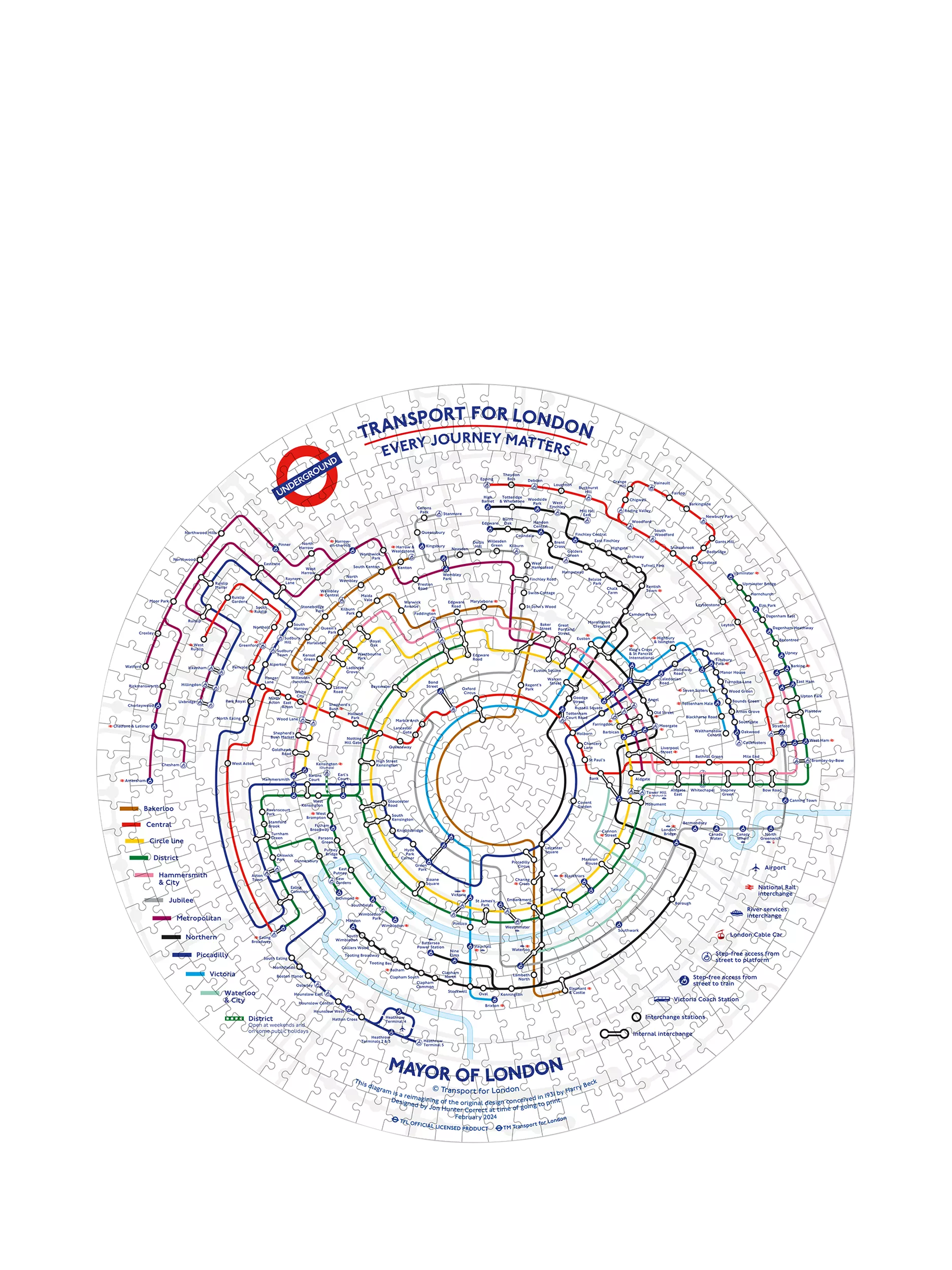Gibsons jigsaw puzzle London Underground tube map 500 pieces, UK version