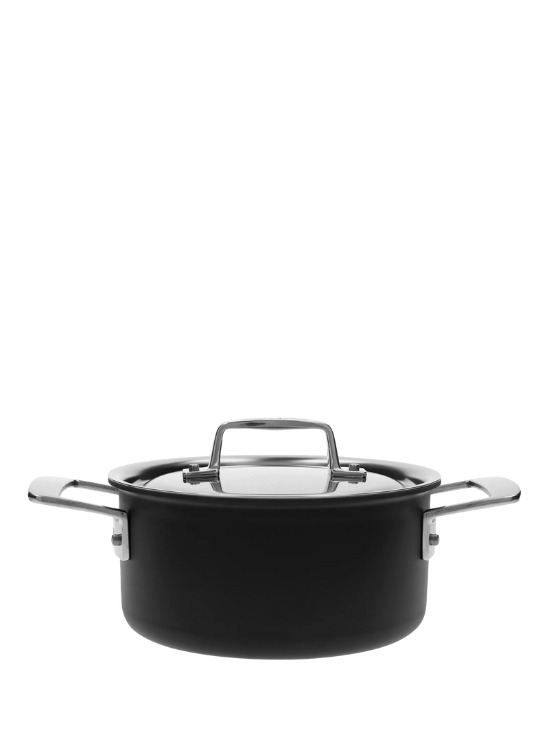 DEMEYERE Black 5-Layer Uncoated Stainless Steel Outdoor Casserole & Lid, 18cm