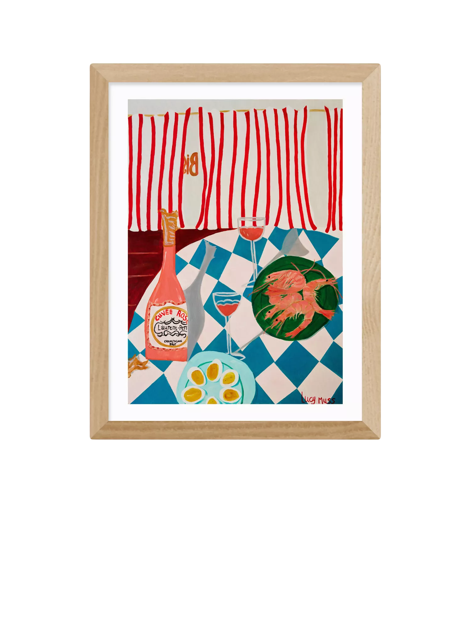 East End Prints Lucy Muss 'Shrimp & Champagne' Framed Art Print, 43.4 x 33.4cm, Black Frame