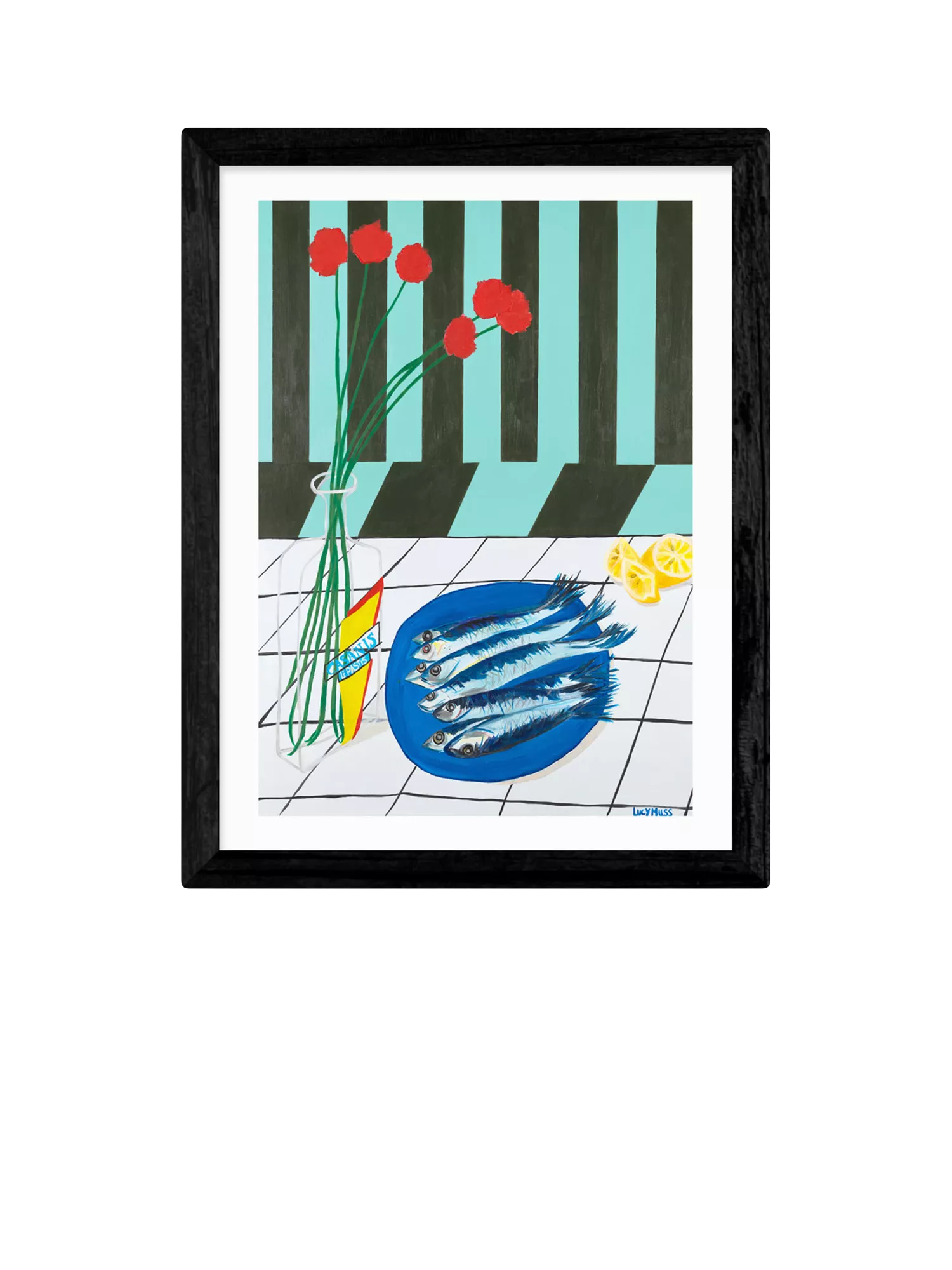 EAST END PRINTS Striped Sardines framed print 43x33cm, imported from the UK