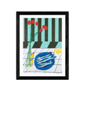 EAST END PRINTS Striped Sardines framed print 43x33cm, imported from the UK