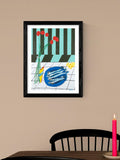 EAST END PRINTS Striped Sardines framed print 43x33cm, imported from the UK