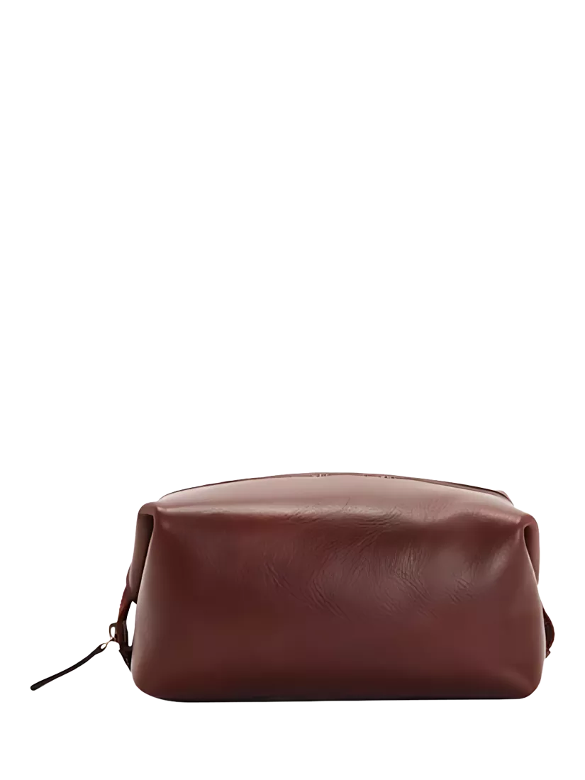 John Lewis Made in Italy Leather Washbag, Brown