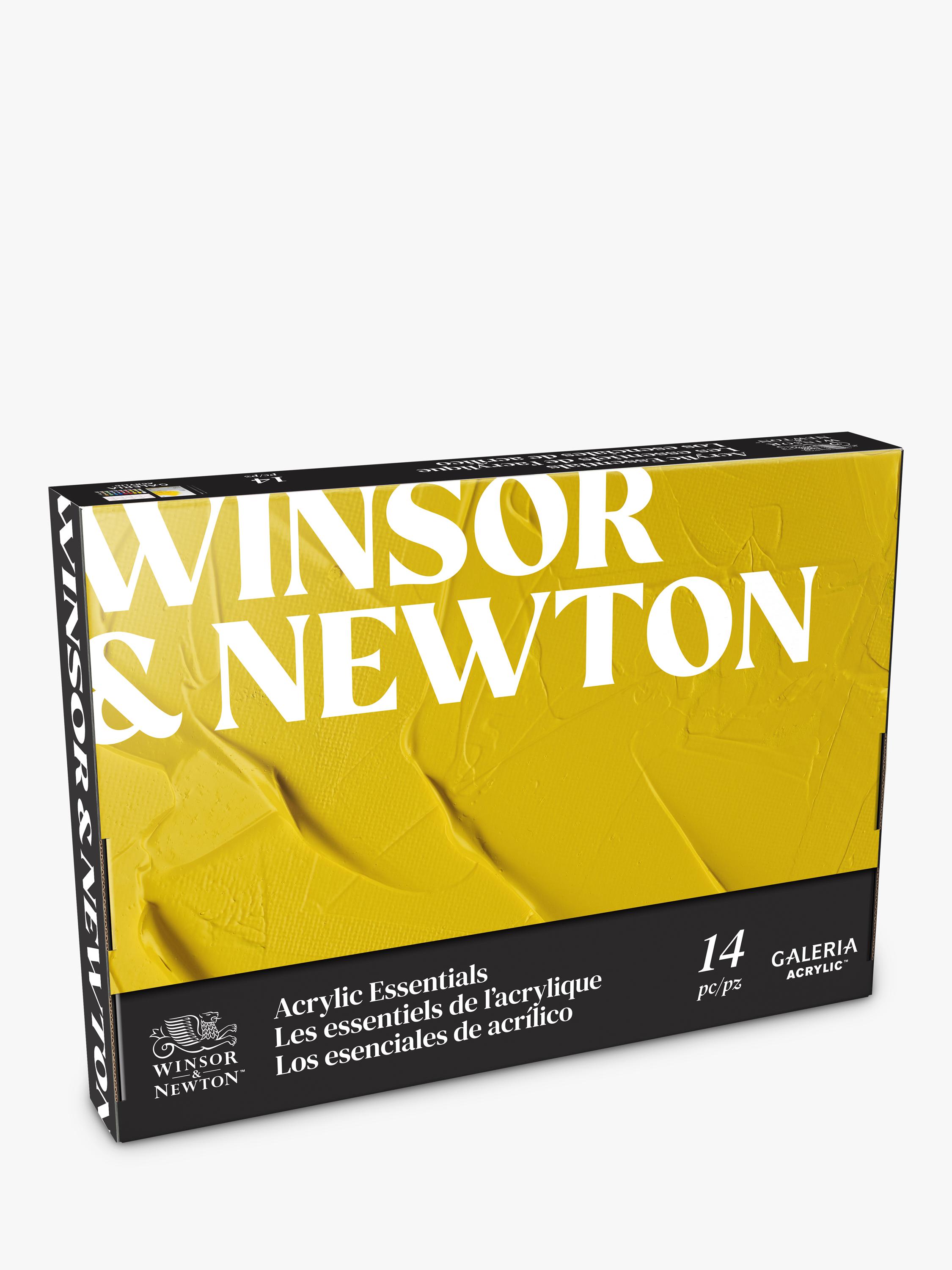 Winsor & Newton acrylic paint essentials set with colours, brushes, and paper pad (British brand)