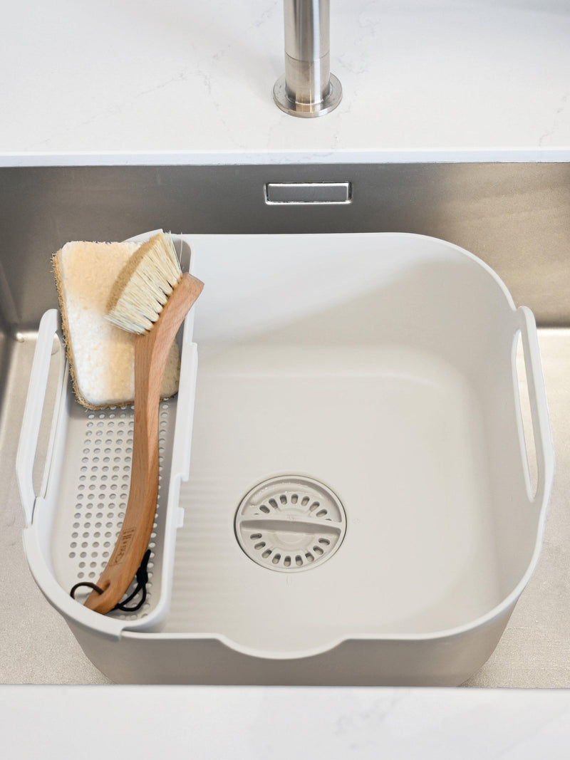 ReBorn recycled plastic washing up bowl with drainer Light Stone 9L, imported from the UK