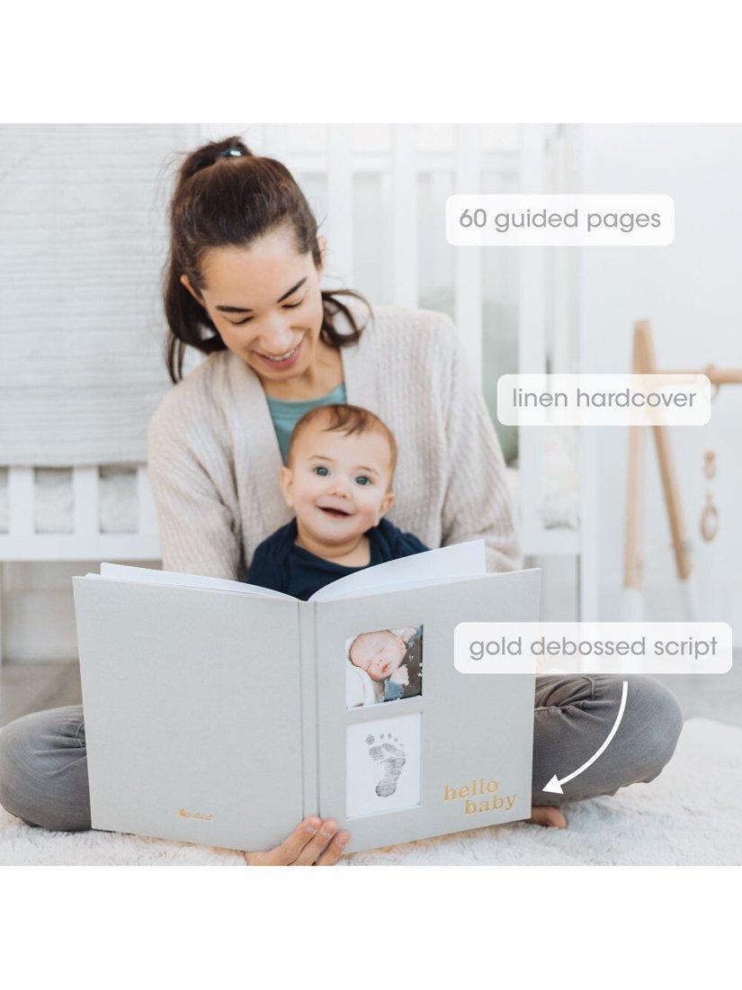 Pearhead Hello Baby memory book linen cover gold script (British brand)
