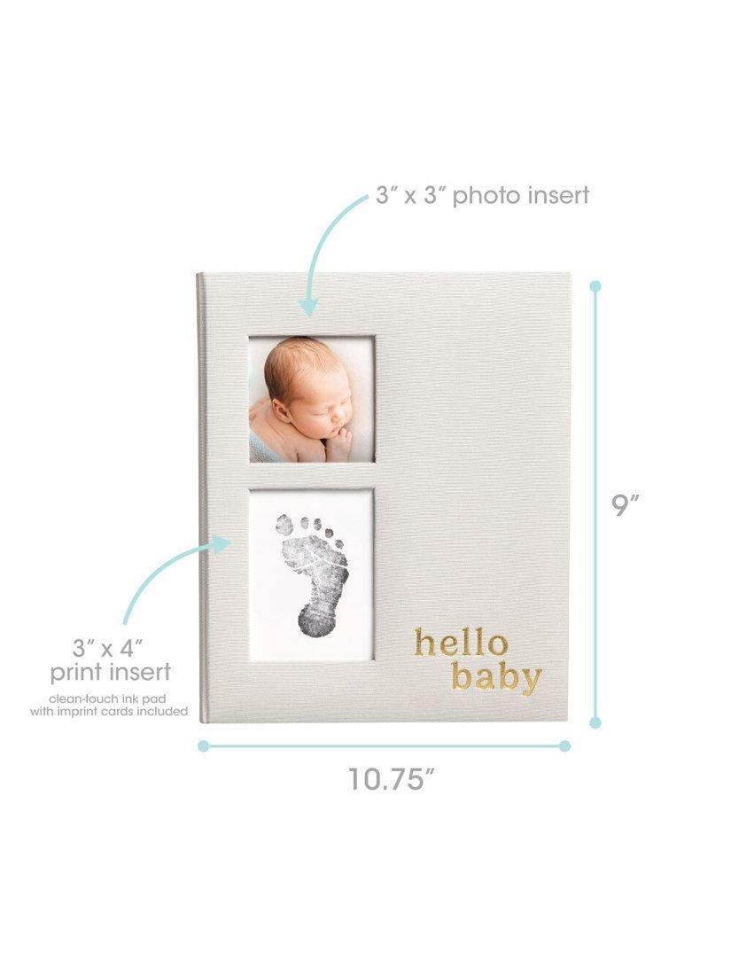 Pearhead Hello Baby memory book linen cover gold script (British brand)