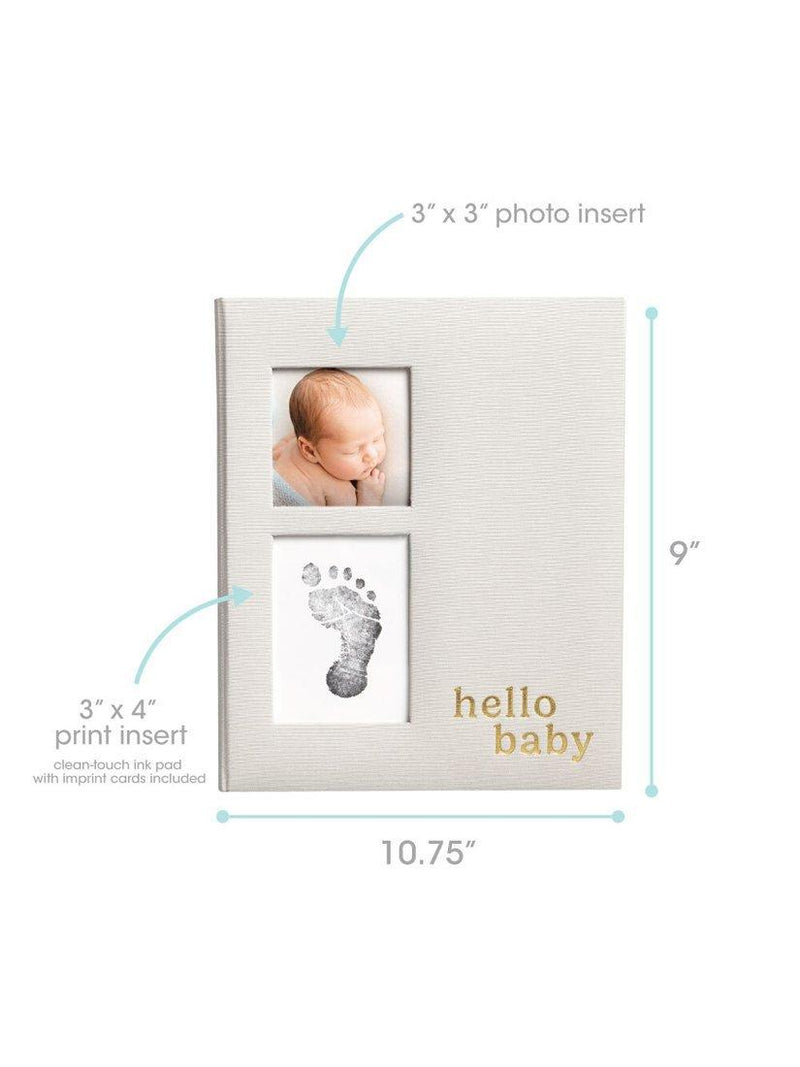 Pearhead Hello Baby memory book linen cover gold script (British brand)