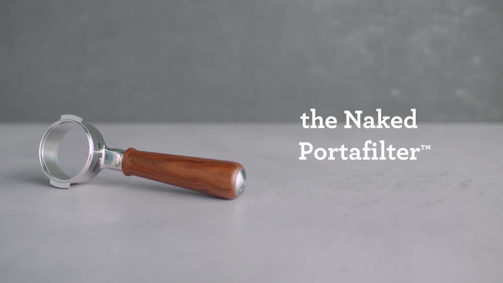 Sage Naked Portafilter 54mm walnut finish, imported from the UK