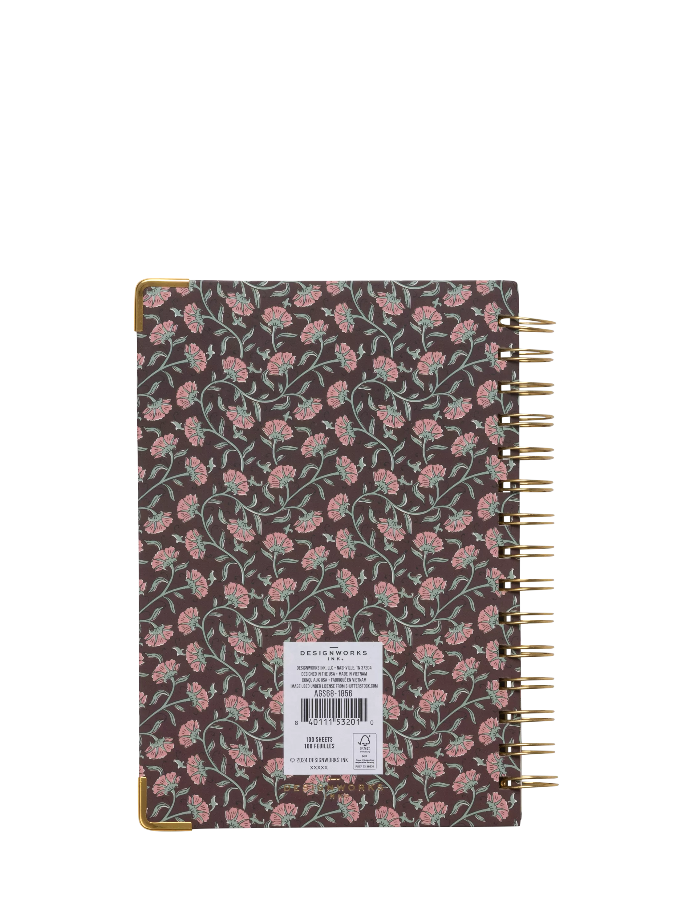 DesignWorks Ink red floral undated planner medium, UK version