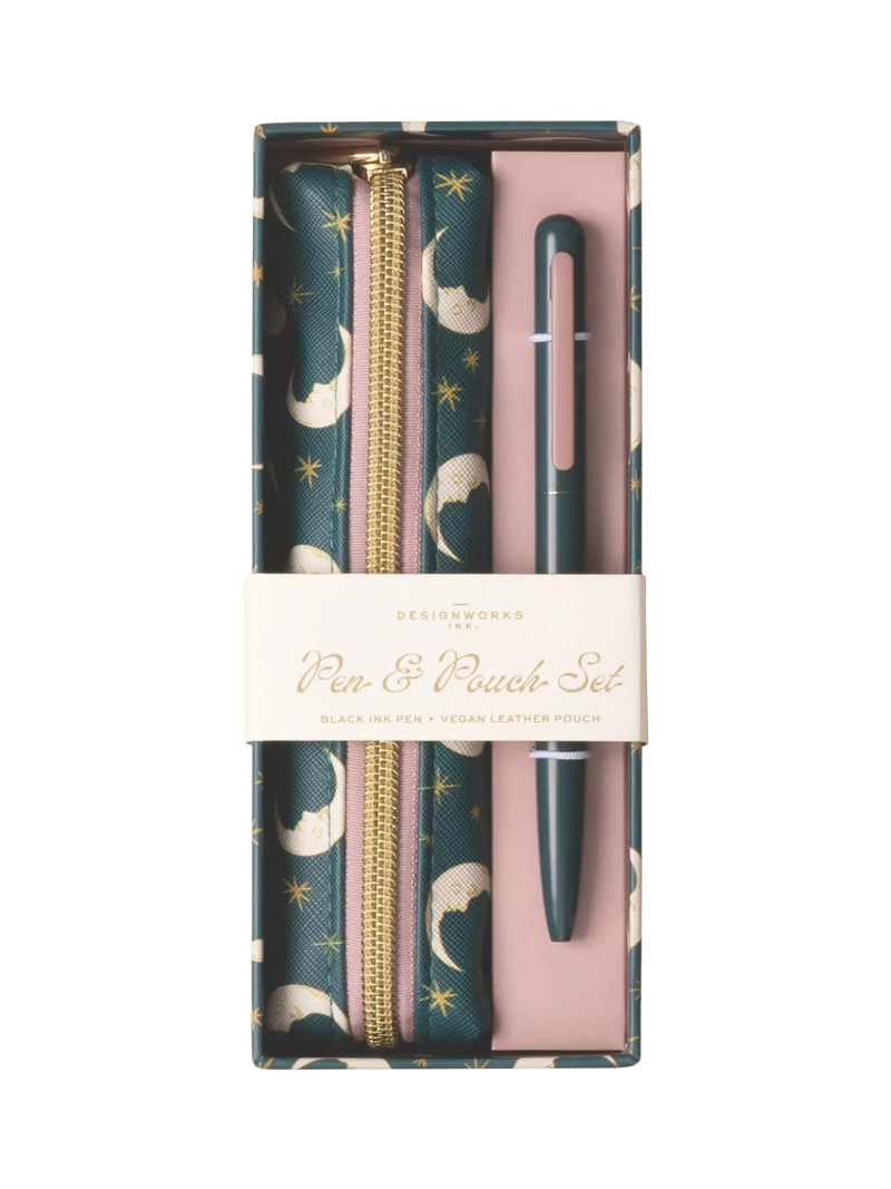 DesignWorks Ink Moon Pen Set in green, imported from the UK