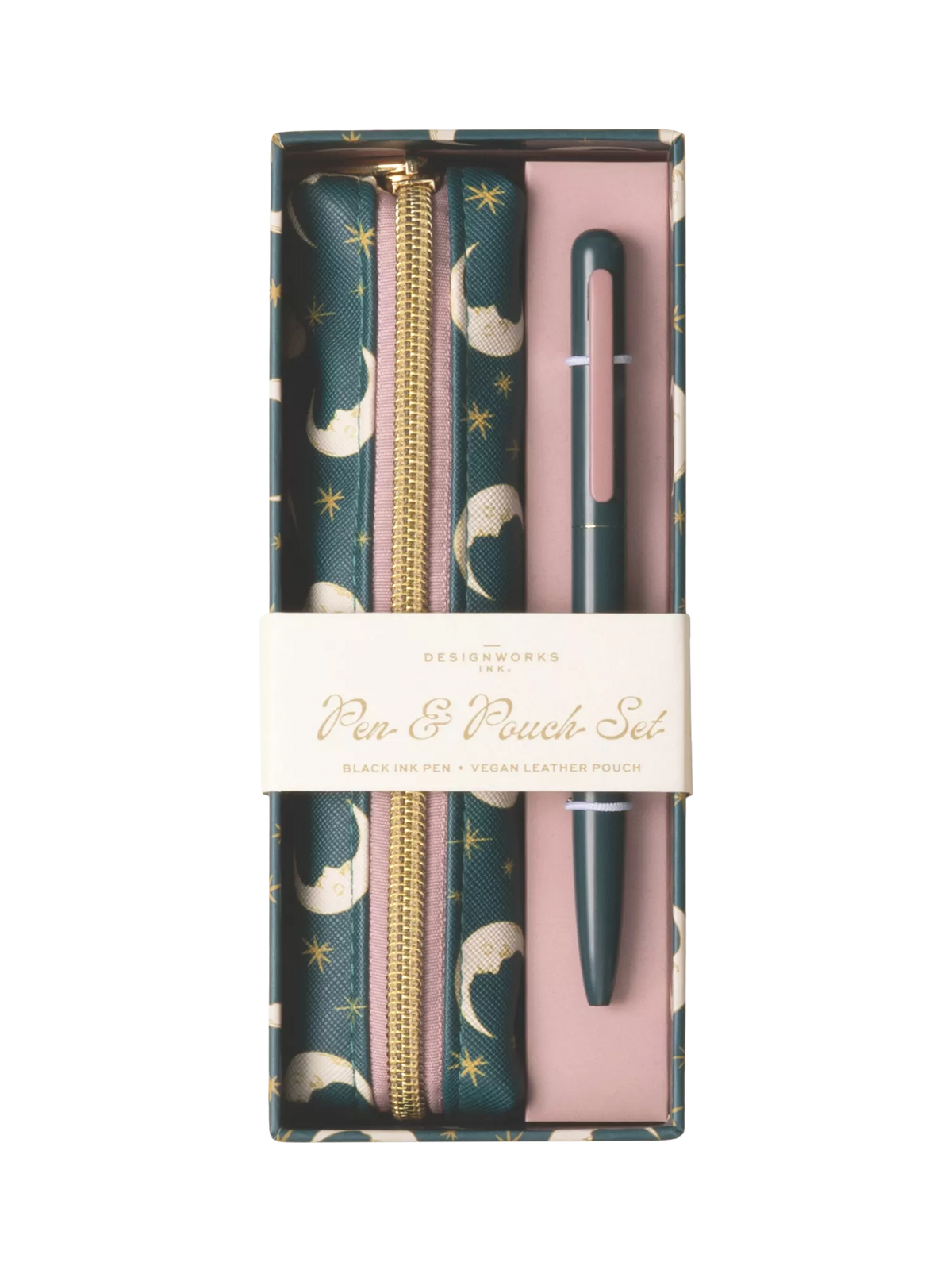 DesignWorks Ink Moon Pen Set in green, imported from the UK