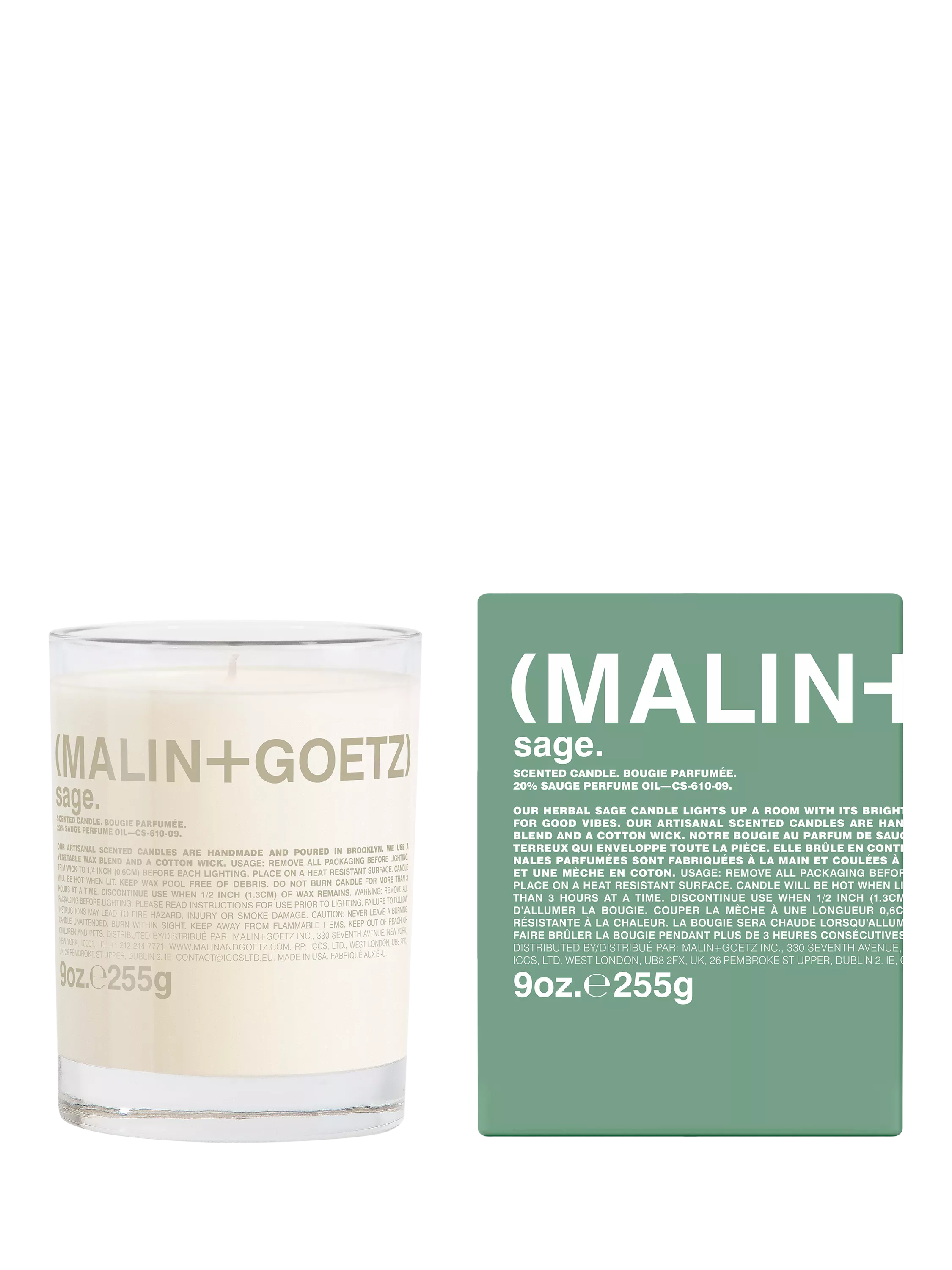 MALIN + GOETZ sage scented candle 255g, UK version