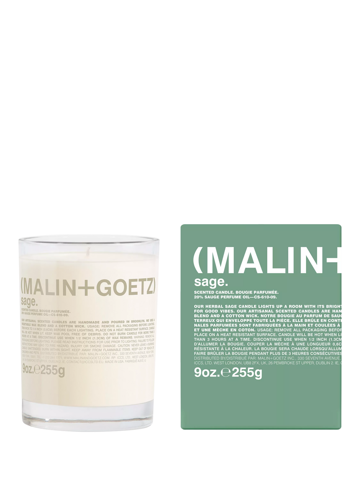 MALIN + GOETZ sage scented candle 255g, UK version