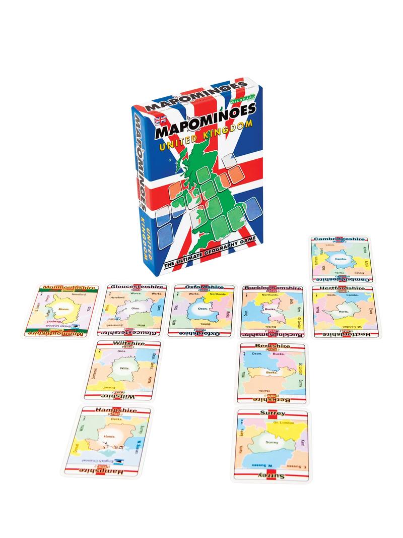 Wildcard Games Mapominoes UK Edition educational board game, imported from the UK