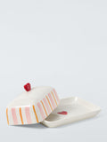 John Lewis striped heart stoneware butter dish - British product