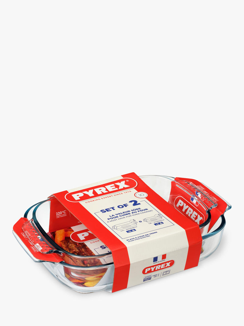 Pyrex glass roasters set of 2 rectangular 39x25cm - British product