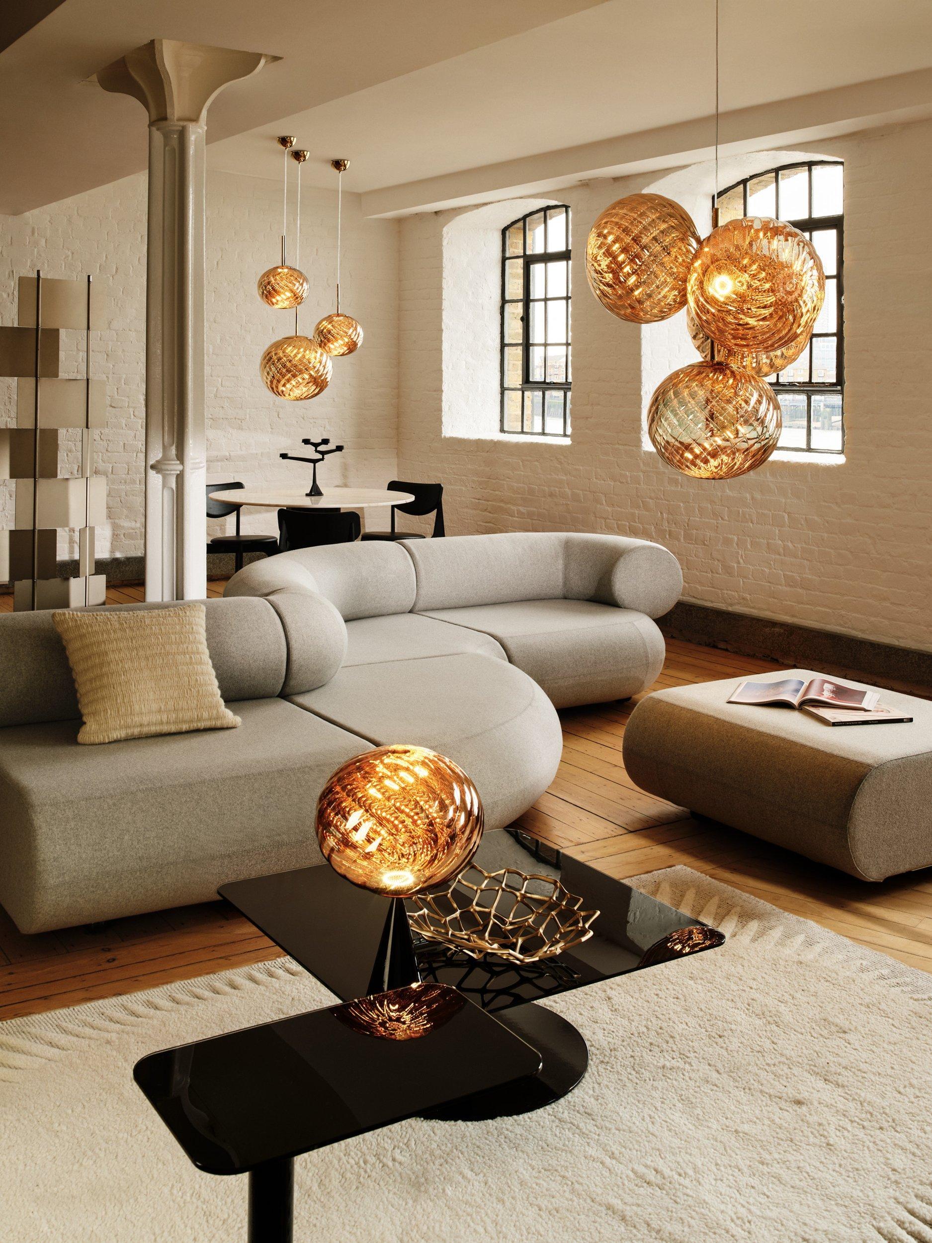 Tom Dixon Whirl table lamp gold black, imported from the UK