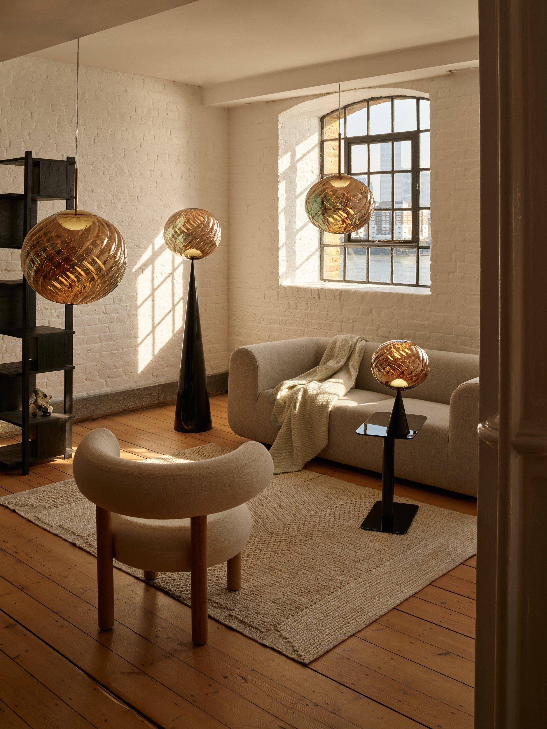 Tom Dixon Whirl table lamp gold black, imported from the UK