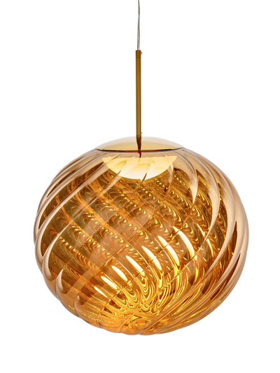John Lewis Tom Dixon Whirl Large Glass Pendant Ceiling Light, Gold, H41.1 x Dia.45cm- Buy online at McGrocer