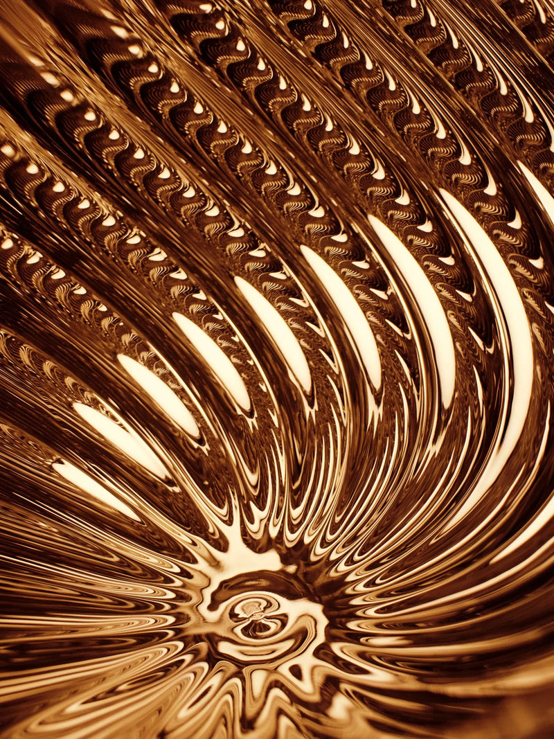 Tom Dixon Whirl large glass pendant ceiling light in gold, imported from the UK
