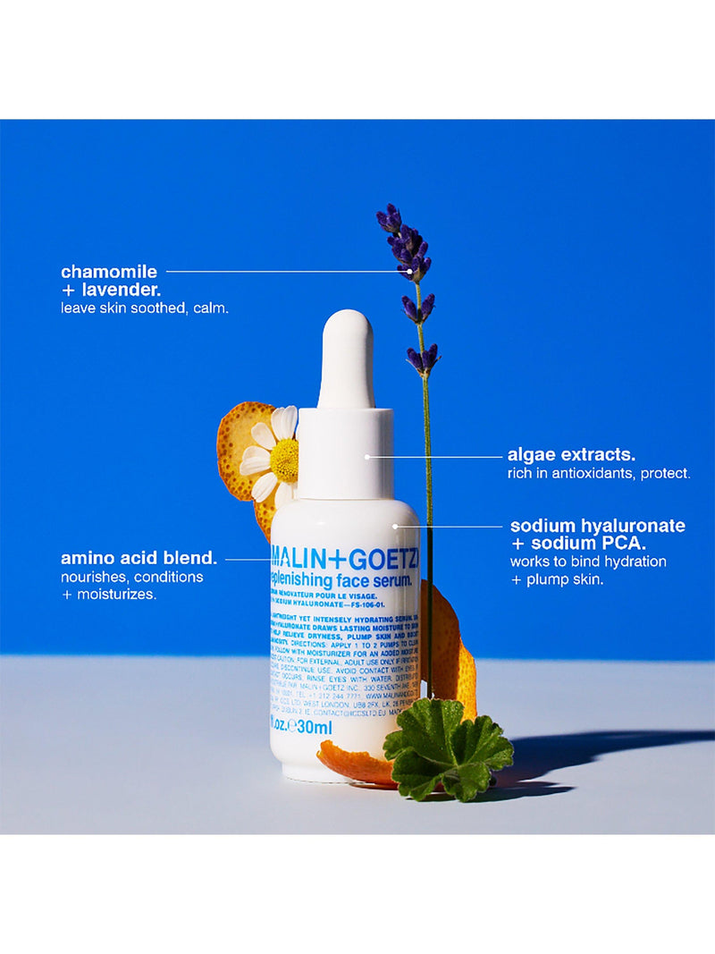 MALIN+GOETZ Replenishing Face Serum 30ml, imported from the UK