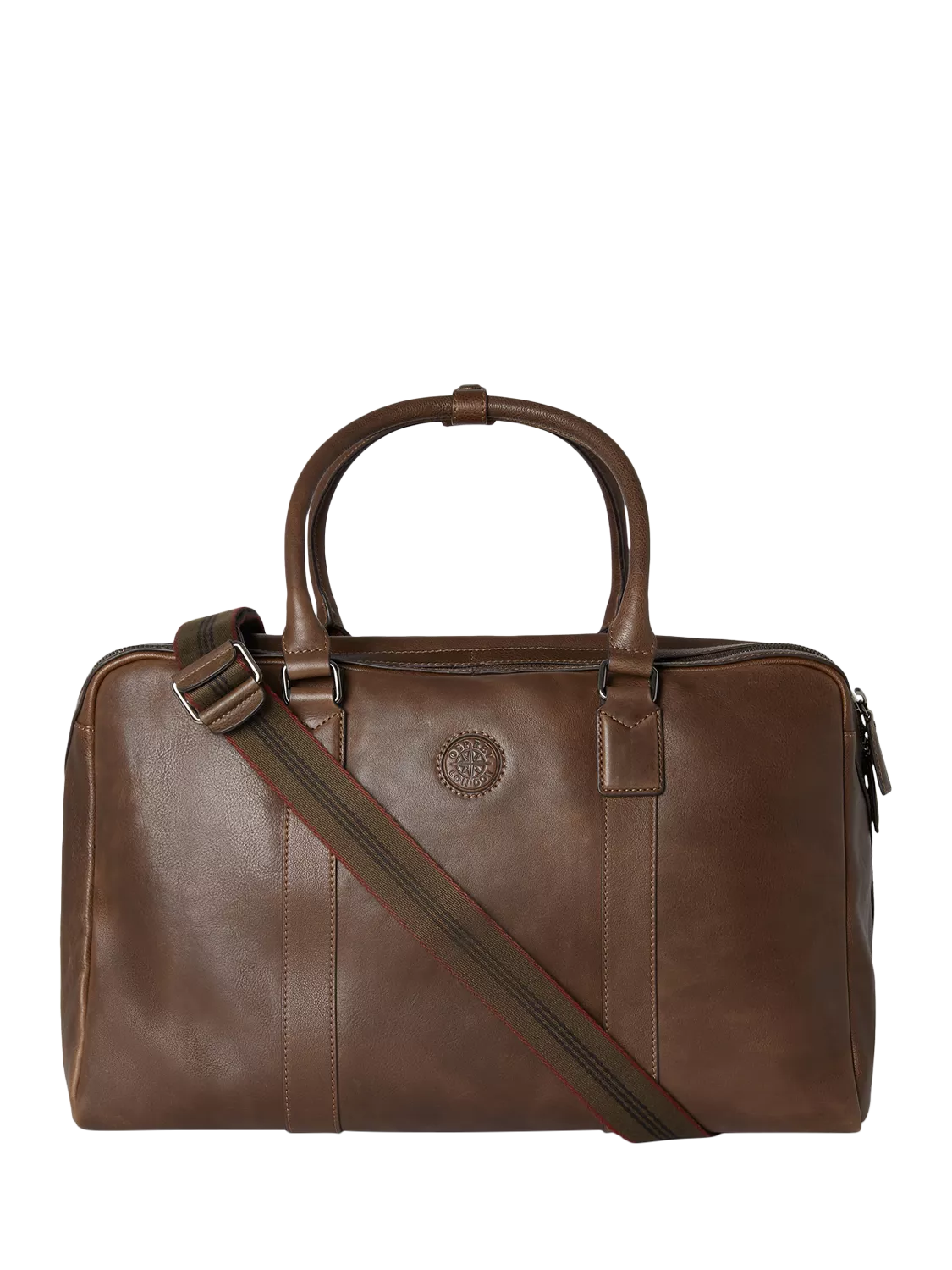OSPREY LONDON Compass Leather Weekender Bag, Tan