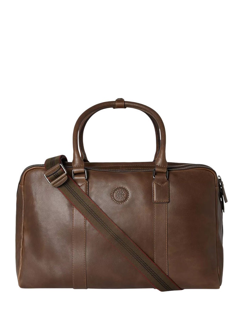 OSPREY LONDON Compass Leather Weekender Bag, Tan
