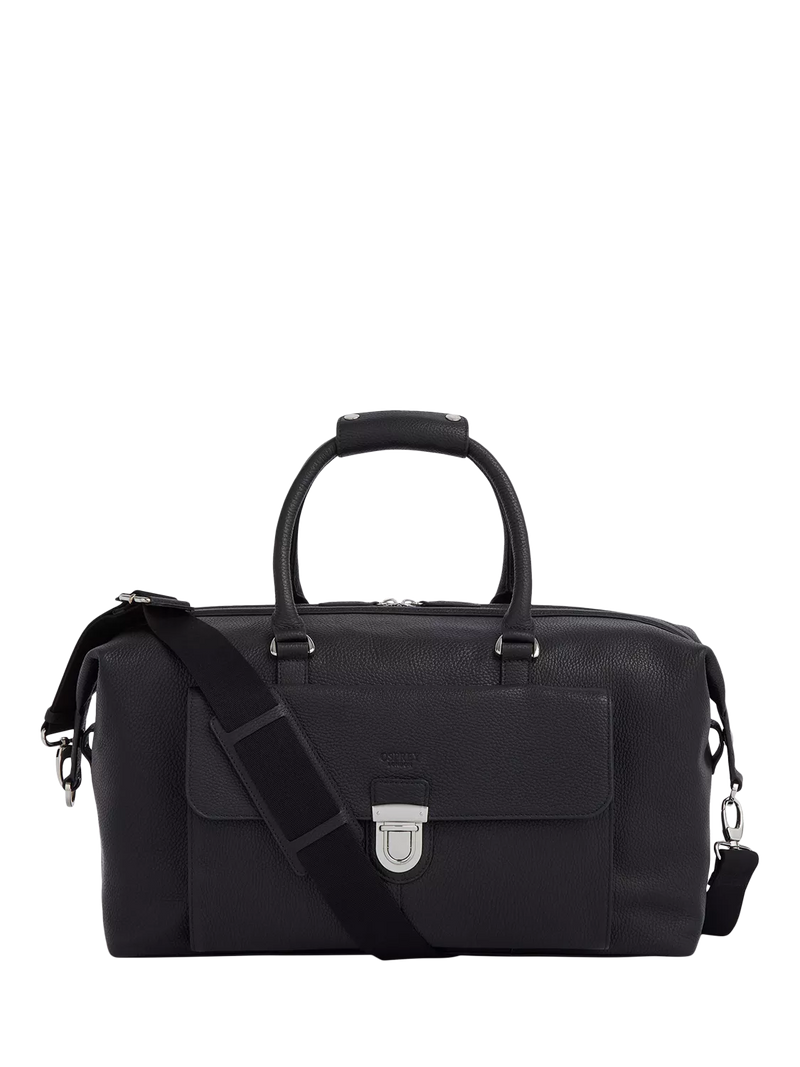 OSPREY LONDON leather weekender bag in Black, imported from the UK
