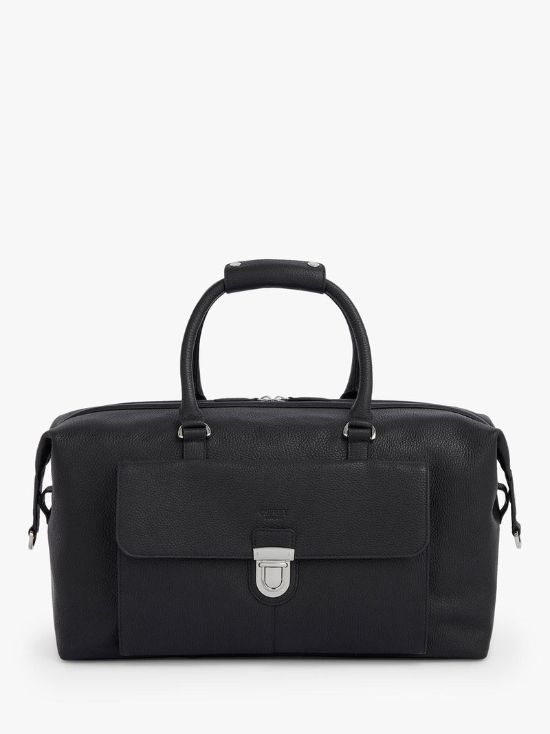 OSPREY LONDON leather weekender bag in Black, imported from the UK