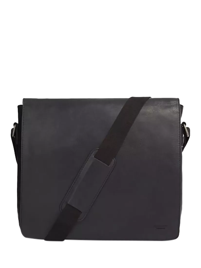 OSPREY LONDON Smithy Large Leather Messenger Bag, Black