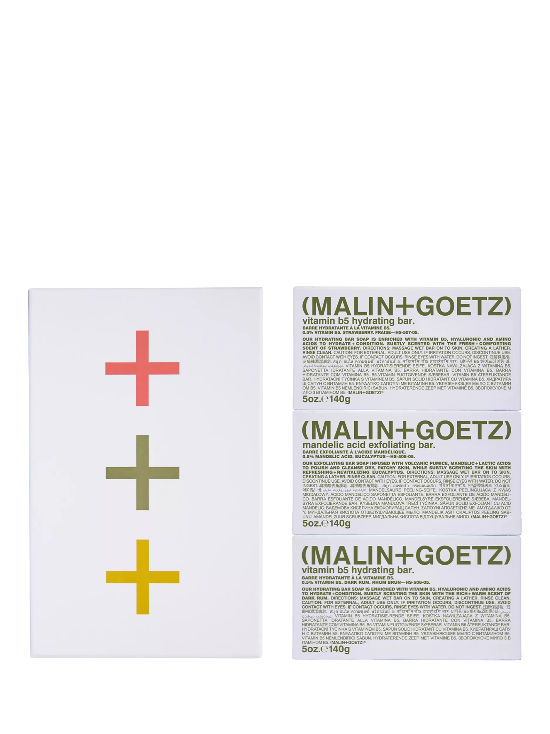 MALIN + GOETZ body soap bar trio 3x140g gift set, UK version