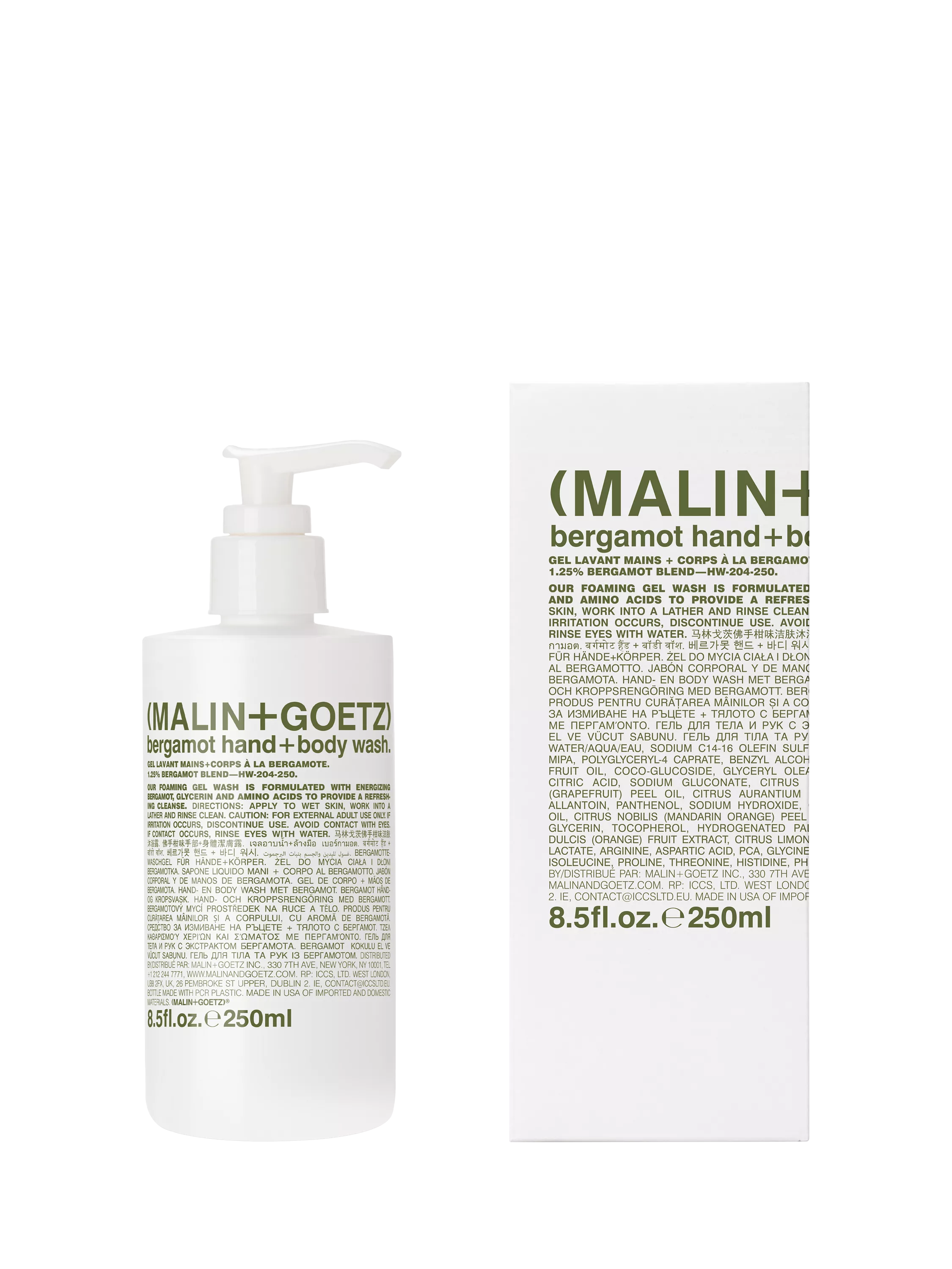 MALIN + GOETZ Bergamot Hand & Body Wash 250ml, UK version
