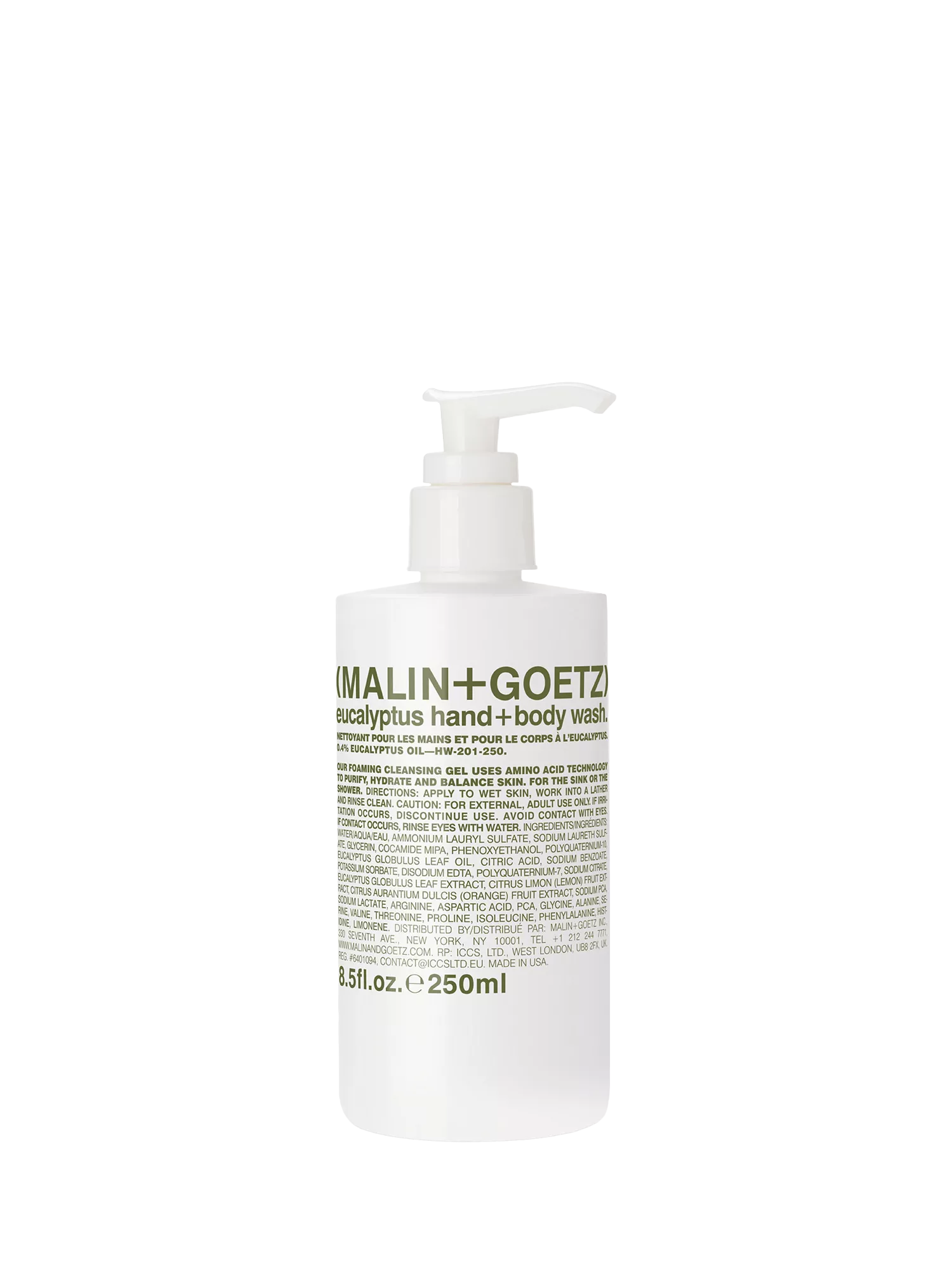 MALIN + GOETZ eucalyptus body wash 250ml, imported from the UK