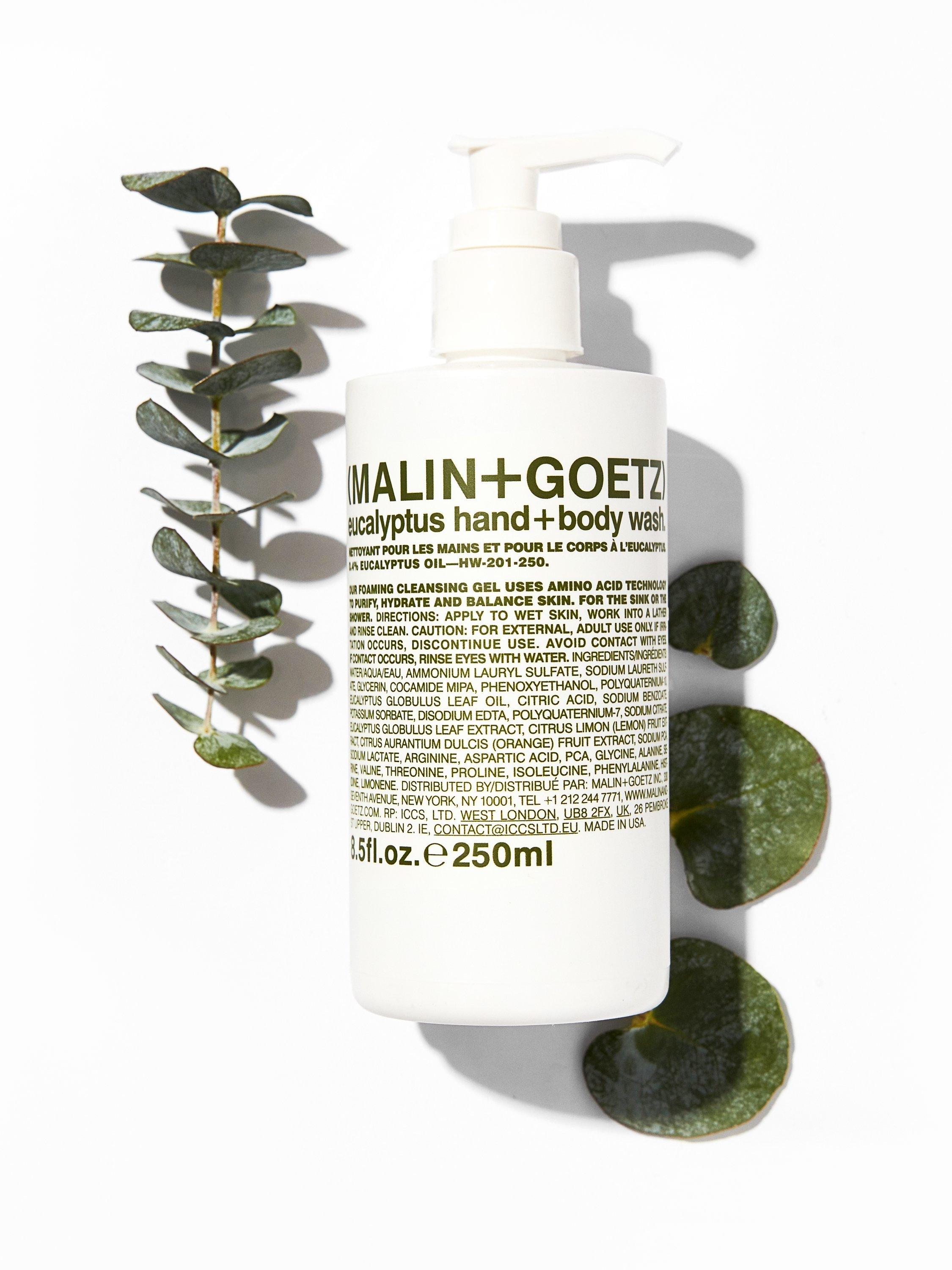 MALIN + GOETZ eucalyptus body wash 250ml, imported from the UK