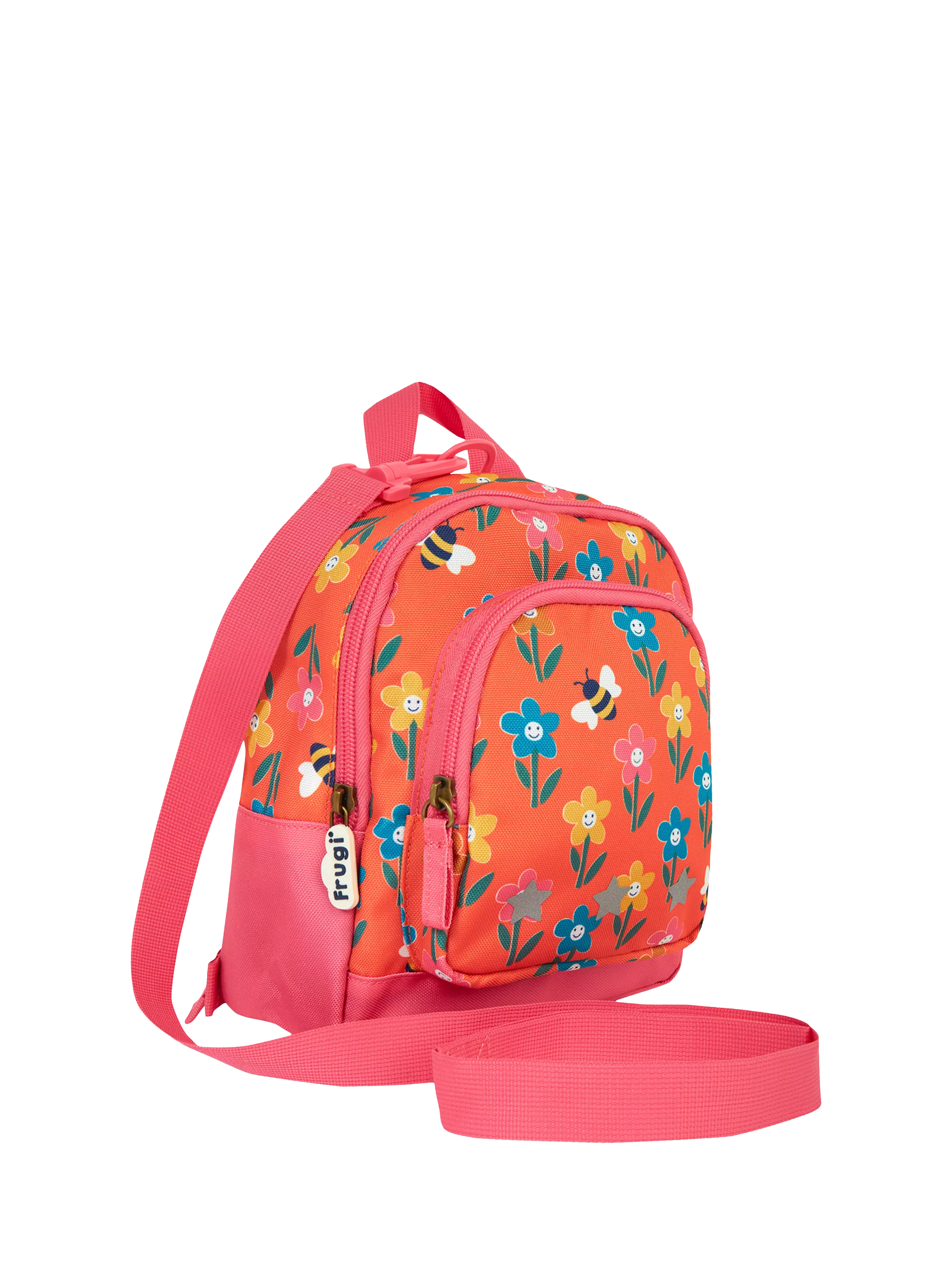 Frugi kids floral backpack in orange/multi - British product