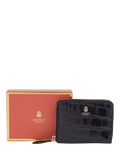 OSPREY LONDON Wentworth croc leather zip purse, black - British product