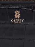 OSPREY LONDON Wentworth croc leather zip purse, black - British product