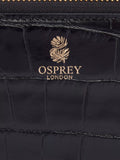 OSPREY LONDON Wentworth croc leather zip purse, black - British product